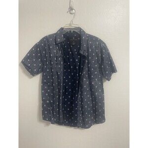 Shouthouse Mens Ombre Blue Short Sleeve Button Down Shirt Large (F)